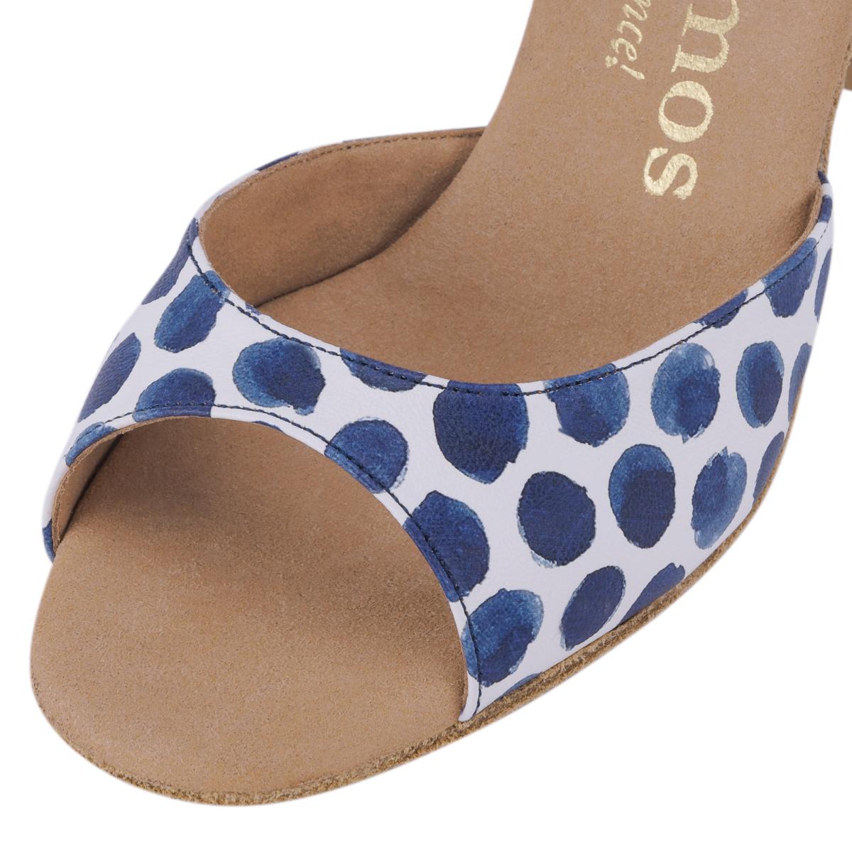 Rummos Damen Tanzschuhe Gabi 526-006 - Obermaterial: Leder - Farbe: Blau/Navy/Weiß - Weite: Normal - Absatz: 70R Flare - Größe: EUR 42