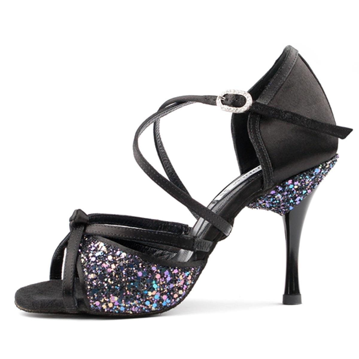 Portdance Damen Tanzschuhe PD801 - Farbe: Schwarz - Absatz: 7,5 cm Slim - Größe: EUR 40
