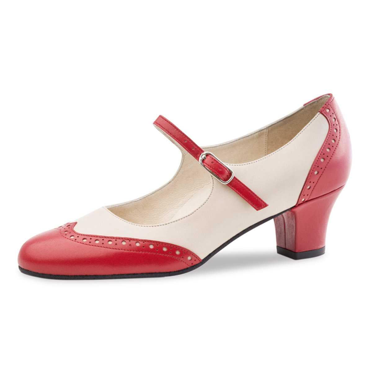 Werner Kern Damen Tanzschuhe Emma 4,5 - Farbe: Rot/Creme - Größe: UK 3