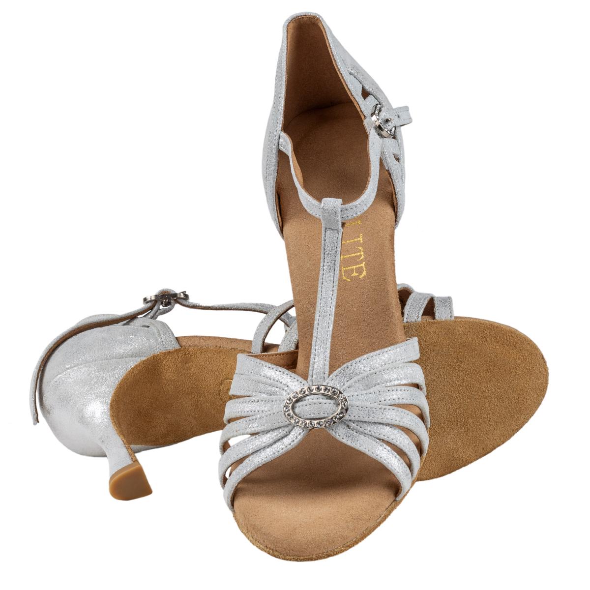 Rummos Damen Latein Tanzschuhe Elite Karina 169 - Material: Leder - Farbe: Silber Cuarzo - Weite: Normal - Absatz: 70R Flare - Größe: EUR 36