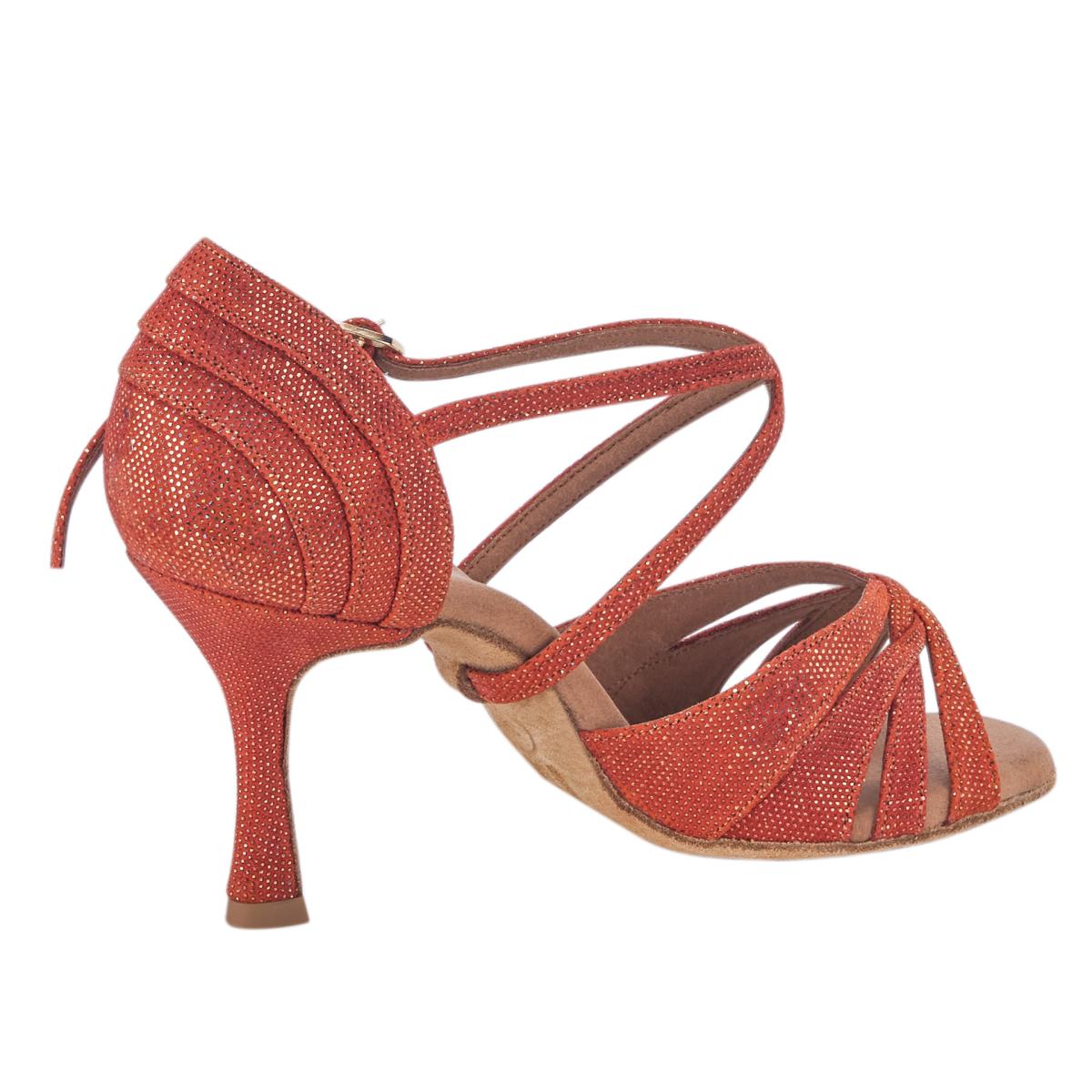 Rummos Damen Tanzschuhe Elite Paris 548 - Obermaterial: Leder - Farbe: Dark Tan Shiny - Weite: Normal - Absatz: 70R Flare - Größe: EUR 42