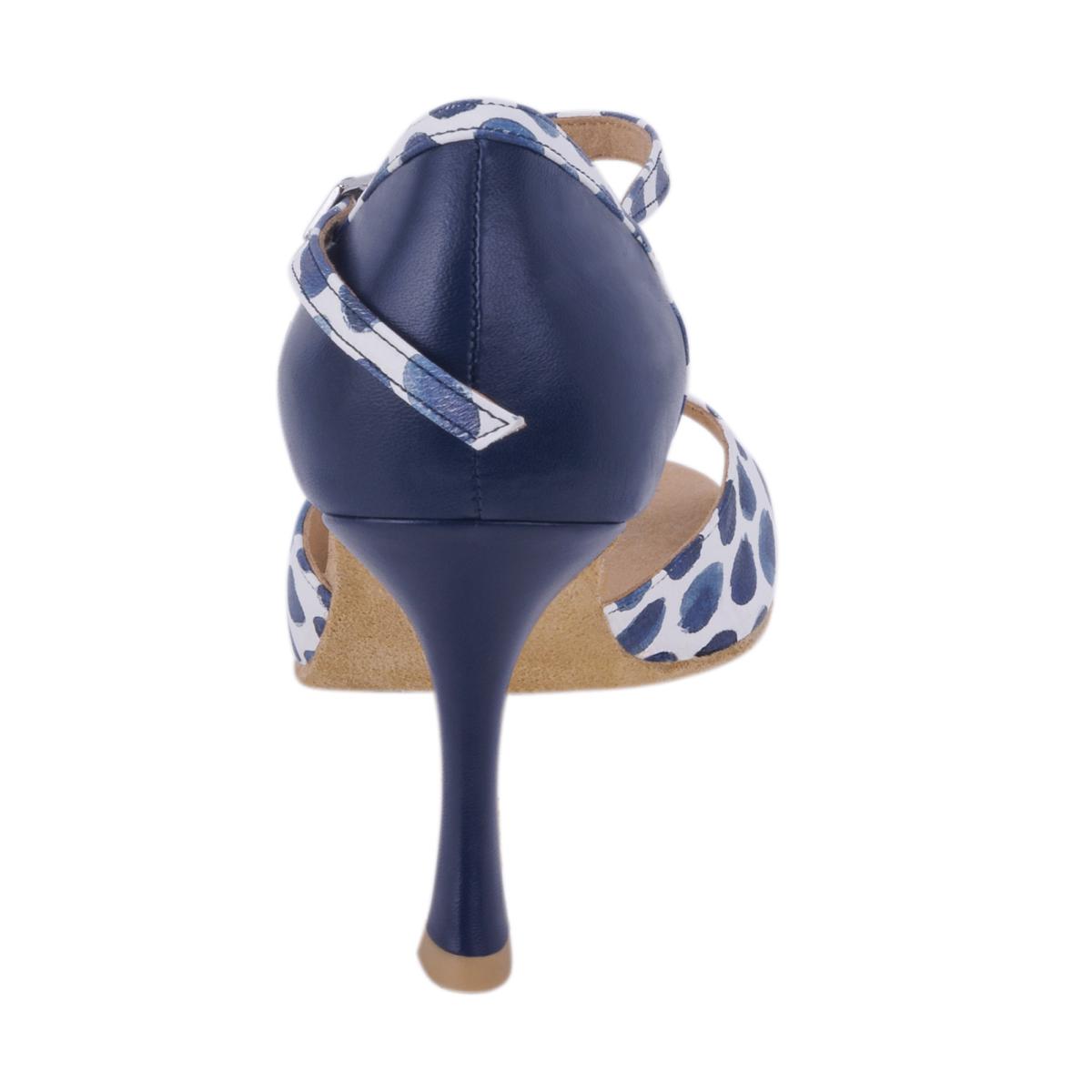 Rummos Damen Tanzschuhe Gabi 526-006 - Obermaterial: Leder - Farbe: Blau/Navy/Weiß - Weite: Normal - Absatz: 70R Flare - Größe: EUR 42