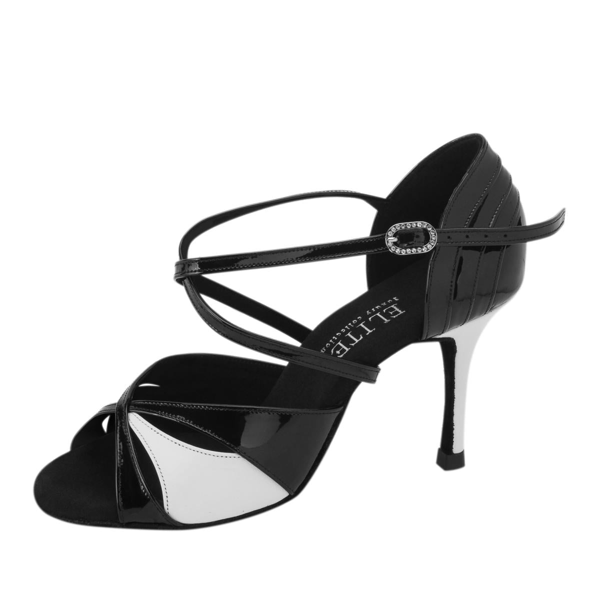 Rummos Damen Tanzschuhe Elite Paloma 035/004 - Obermaterial: Leder/Lackleder - Farbe: Schwarz/Weiß - Weite: Normal - Absatz: 80E Stiletto - Größe: EUR 33
