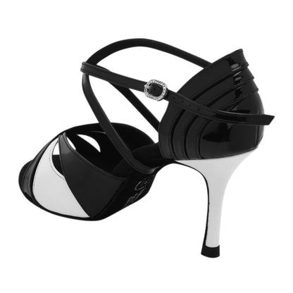 Rummos Damen Tanzschuhe Elite Paloma 035/004 - Obermaterial: Leder/Lackleder - Farbe: Schwarz/Weiß - Weite: Normal - Absatz: 80E Stiletto - Größe: EUR 42