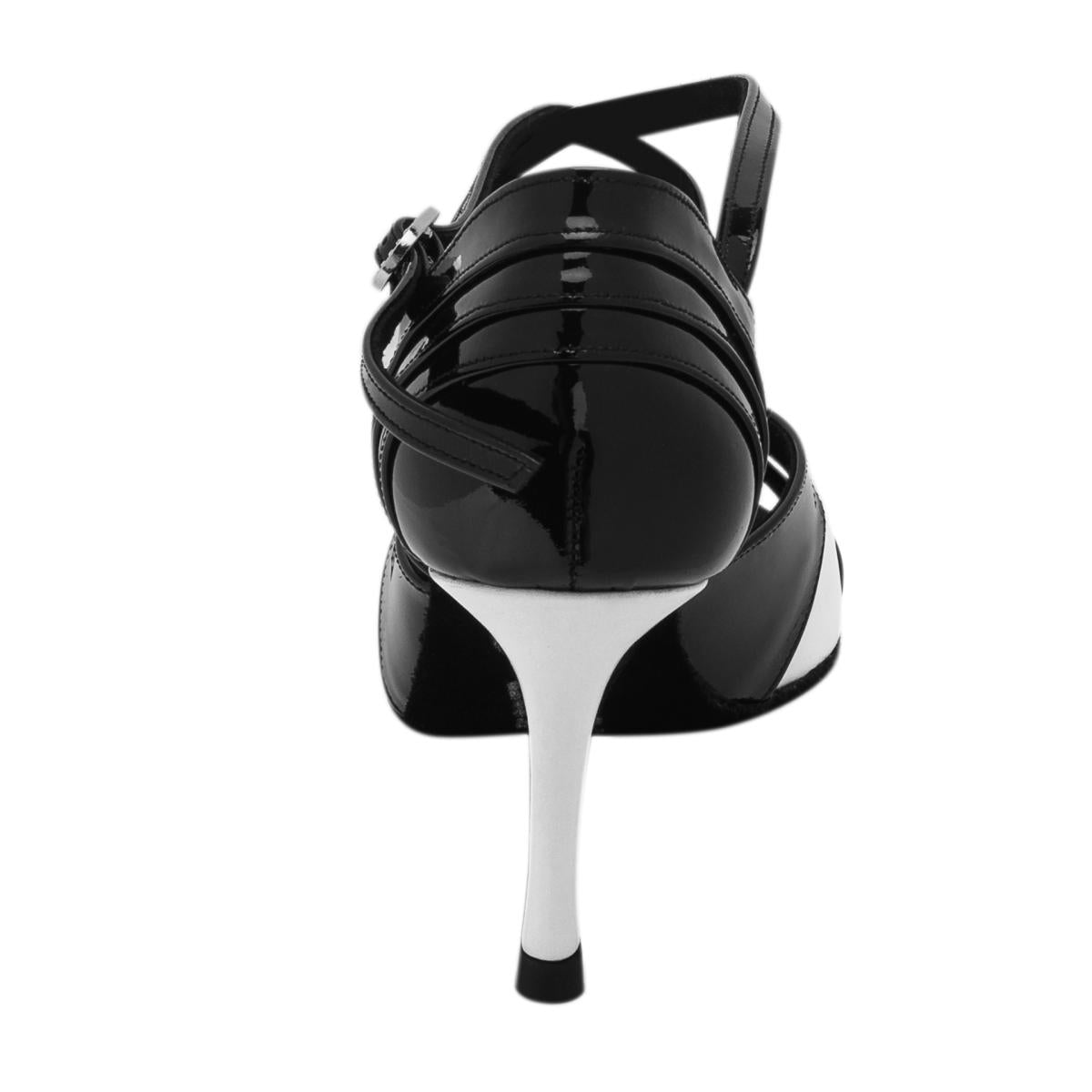 Rummos Damen Tanzschuhe Elite Paloma 035/004 - Obermaterial: Leder/Lackleder - Farbe: Schwarz/Weiß - Weite: Normal - Absatz: 80E Stiletto - Größe: EUR 40