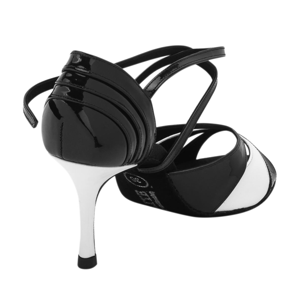Rummos Damen Tanzschuhe Elite Paloma 035/004 - Obermaterial: Leder/Lackleder - Farbe: Schwarz/Weiß - Weite: Normal - Absatz: 80E Stiletto - Größe: EUR 36