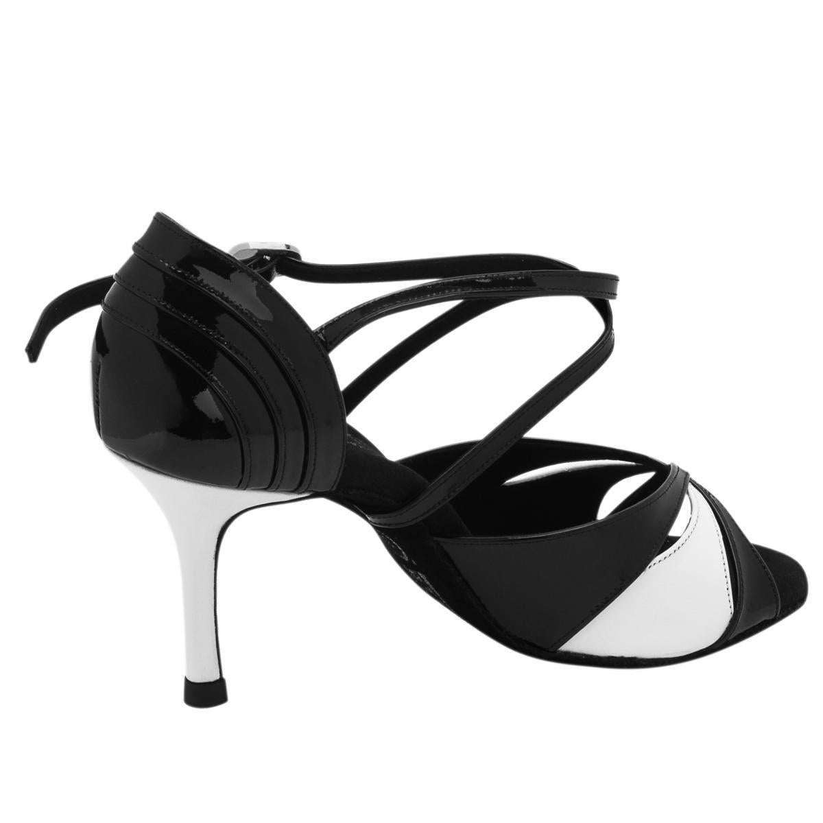 Rummos Damen Tanzschuhe Elite Paloma 035/004 - Obermaterial: Leder/Lackleder - Farbe: Schwarz/Weiß - Weite: Normal - Absatz: 80E Stiletto - Größe: EUR 38,5