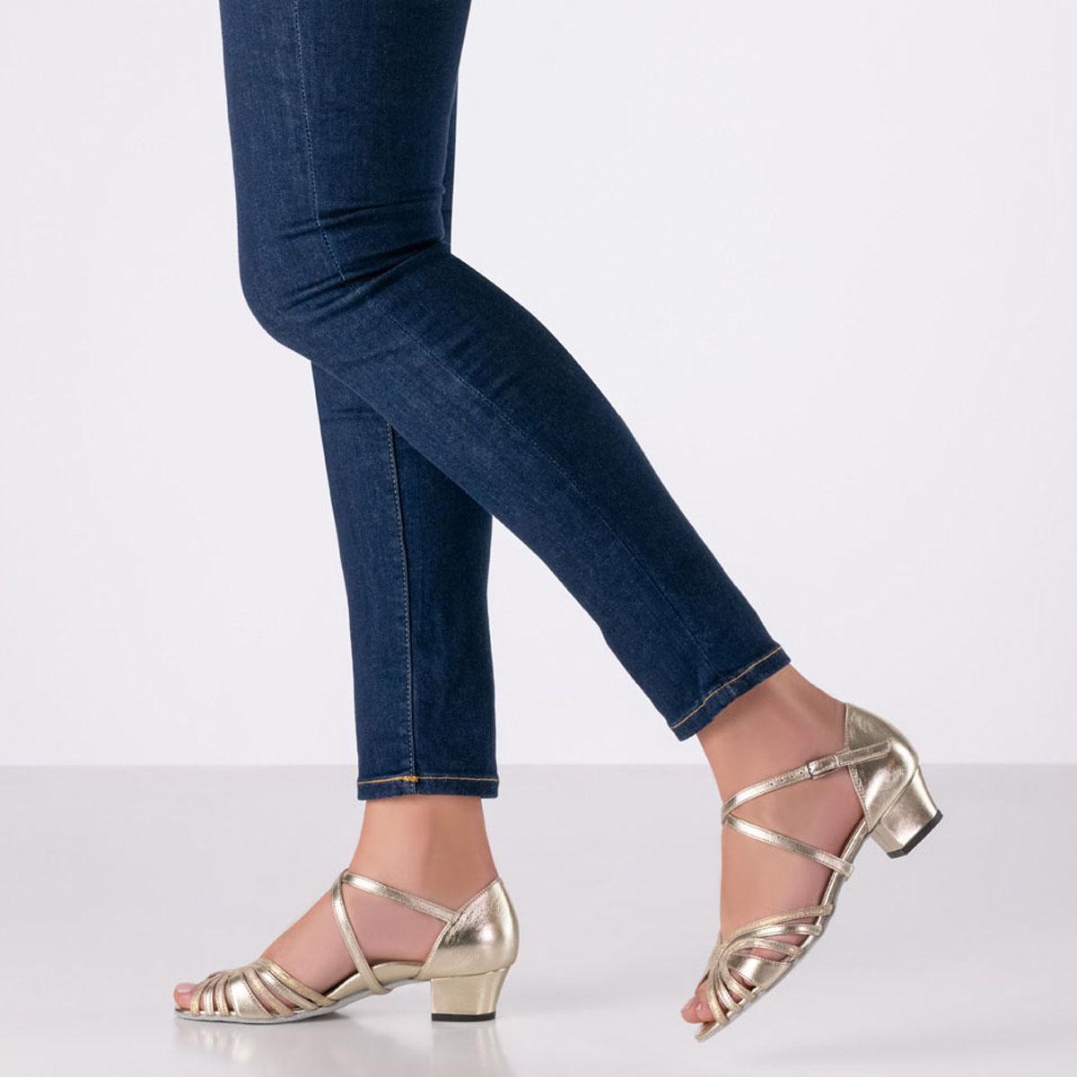 Werner Kern Damen Tanzschuhe Kim - Obermaterial: Leder Platin/Beige - Größe: EU 41 1/3