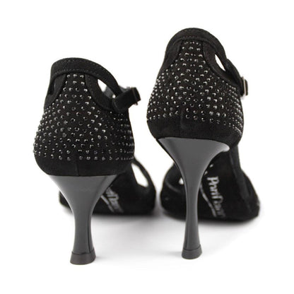 PortDance Damen Tanzschuhe PD507 - Material: Nubuck - Farbe: Schwarz - Größe: EUR 41