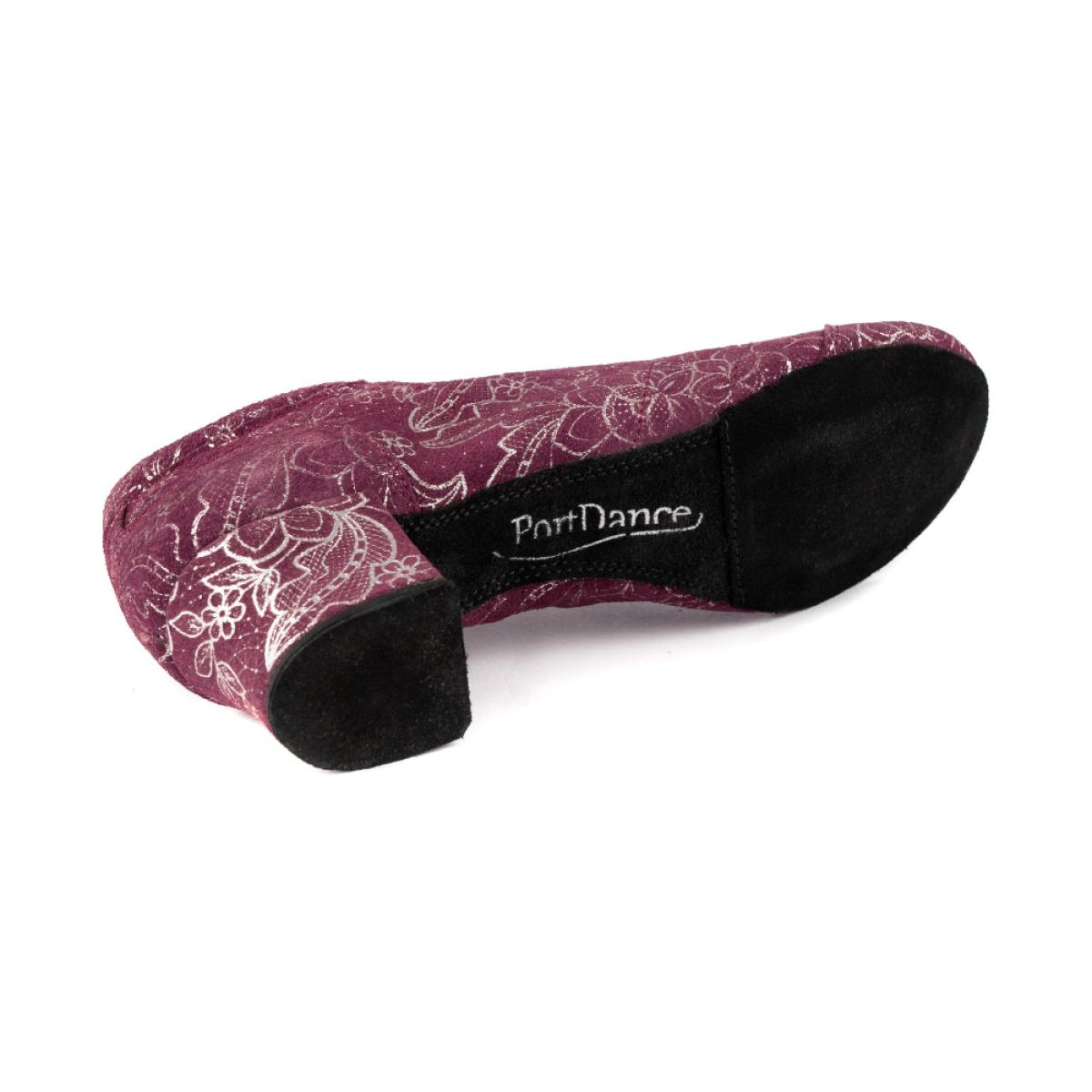 PortDance Damen Trainerschuhe PD706 - Obermaterial: Fantasy Leder Bordeaux - Absatz: 4 cm Blockabsatz - Größe: 42 EU