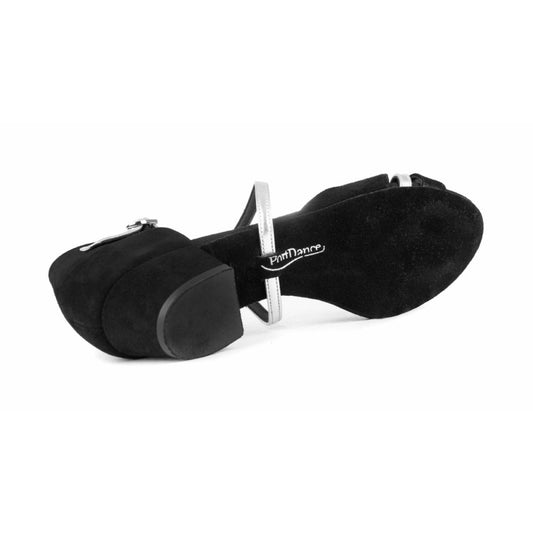 PortDance Damen Tanzschuhe PD816 - Obermaterial: Nubuck/Leder Schwarz/Silber - Absatz: 3 cm Blockabsatz - Größe: 40 EU