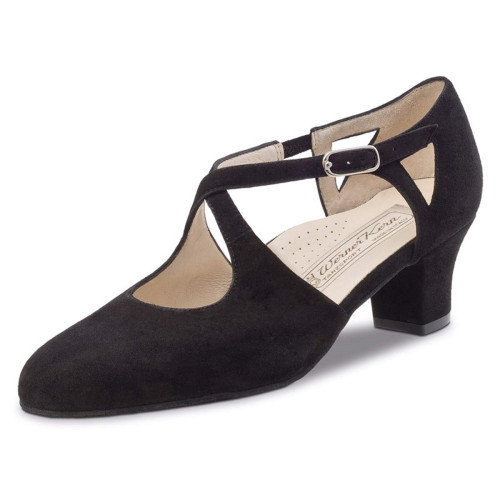 Werner Kern Femmes Chaussures de Danse Gala - Suède Noir - 4,5 cm - Pointure: UK 6