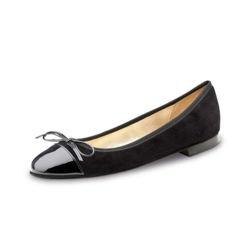 Werner Kern Femmes Ballerina Daisy - Vernis/Suède Noir - 1 cm Micro-Talon  - Pointure: UK 2