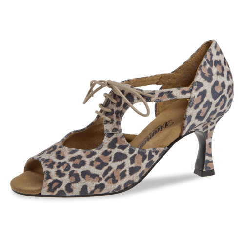 Diamant Damen Tanzschuhe 190-087-329-V - Veloursleder Leopard - 6,5 cm