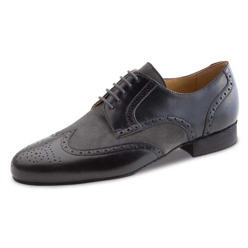 Werner Kern Hombres Zapatos de Baile Udine - Cuero Negro/Ante Gris - Talla: UK 9,5