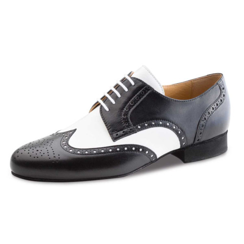 Werner Kern Hombres Zapatos de Baile Udine - Cuero Negro/Blanco - Talla: UK 9