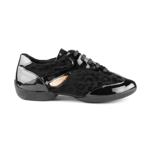 Portdance Mulheres Dance Sneakers PD02 - Laca/Camurça Preto - Sneaker Sola - Tamanho: EUR 40