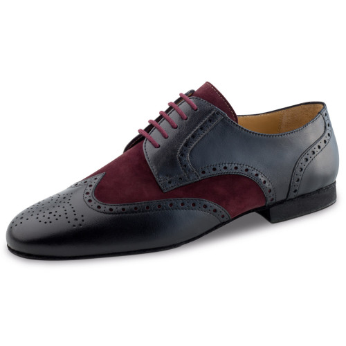 Werner Kern Hommes Chaussures de Danse Firenze - Cuir Noir/Suède Bordeaux - Pointure: UK 7,5