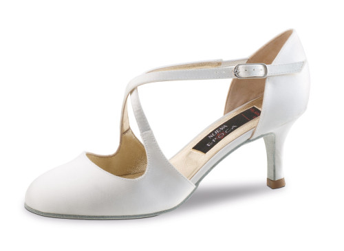 Nueva Epoca Bridal Shoes India LS - White Satin - 6 cm Stiletto - Leather Sole - Size: UK 4,5