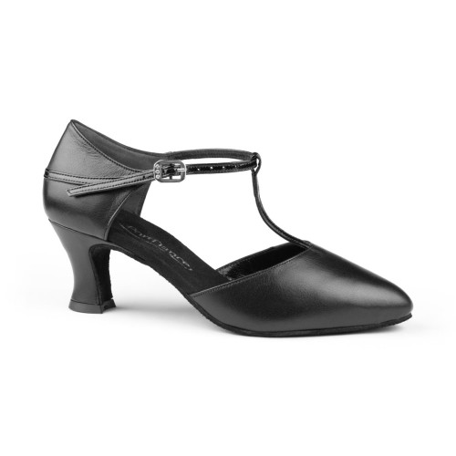 Portdance Femmes Chaussures de Danse PD112 Basic - Cuir Noir - 5 cm