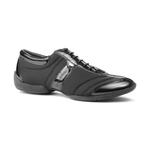 Portdance Hombres Sneaker PD Pietro - Charol/Lycra Negro