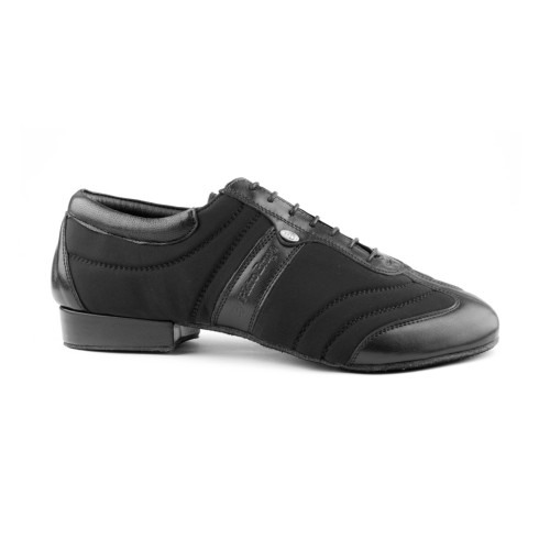 Portdance Hommes Chaussures de Danse PD Pietro - Cuir/Lycra Noir - Semelle en daim - Pointure: EUR 43