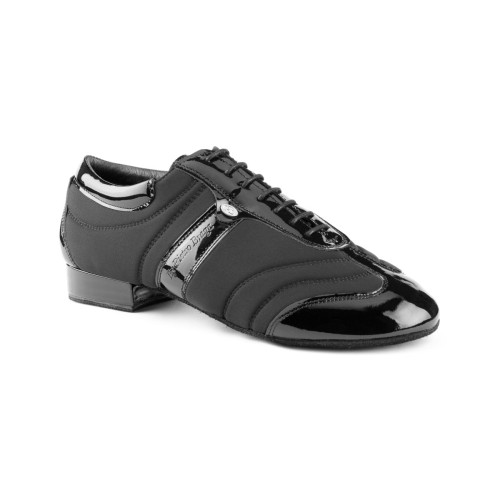 Portdance Sapatos de dança PD Pietro - Laca/Lycra Preto - Sola de camurça - Tamanho: EUR 42