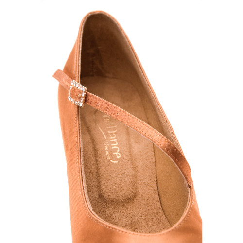 Portdance Donne Standard Scarpe da Ballo PD200 - Dark Tan Raso - 5 cm Flare (Grande) - Misura: EUR 36