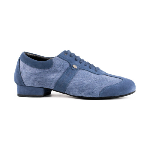 Portdance Hommes Chaussures de Danse PD Pietro Street - Denim Bleu - Ballroom - Semelle en daim - Pointure: EUR 42