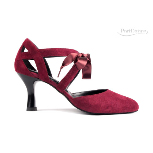 Portdance Mujeres Zapatos de Baile PD125 Premium - Nobuk Bordeaux - 5,5 cm