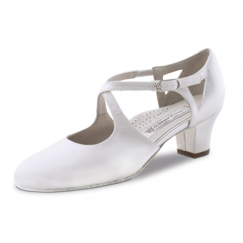 Werner Kern Women´s dance shoes / Bridal Shoes Gala - Satin White - 4,5 cm - Leathersohle - Size: UK 4,5