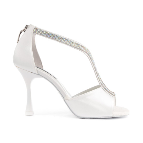 Portdance Donne Scarpe da Ballo PD806 - Raso Bianco - 7 cm Flare (klein) - Misura: EUR 40