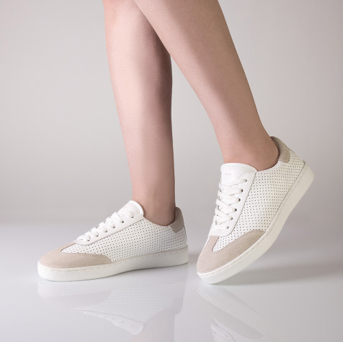 Anna Kern Suny Mulheres Low-Top Sneakers 7020 - Branco/Bege