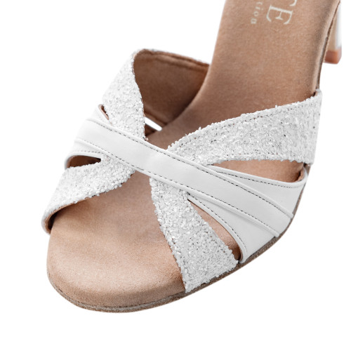 Rummos Damen Tanzschuhe Elite Aura - Material: Leder/Glitzer - Farbe: Weiß - Weite: Normal - Absatz: 80E Stiletto - Größe: EUR 36