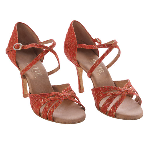 Rummos Dames Latin Dansschoenen Elite Paris 548 - Materiaal: Leer - Kleur: Dark Tan Shiny - Bredee: Normal - Hak: 80E Stiletto - Grootte: EUR 38