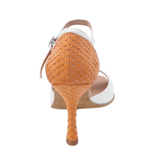 Rummos Mulheres Sapatos de Dança Gabi - Pele Branco/Orange Scale - Normal - 70R Flare - EUR 38