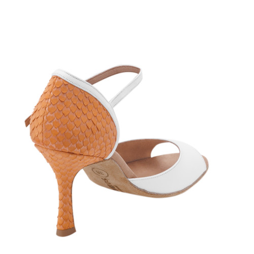 Rummos Mulheres Sapatos de Dança Gabi - Pele Branco/Orange Scale - Normal - 70R Flare - EUR 38