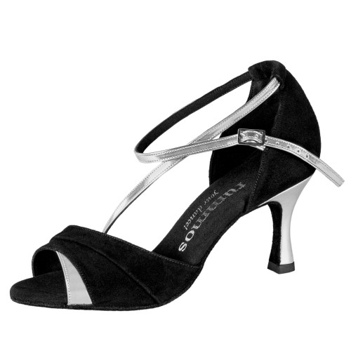 Rummos Mulheres Sapatos de Dança R304 - Nubuck/Cuoro Preto/Prata - 6 cm