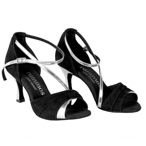 Rummos Women´s dance shoes R304 - Nubuck/Leather Black/Silver - 6 cm