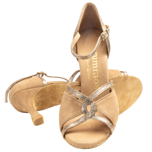 Rummos Damen Tanzschuhe R550 - Nubuck/Gold - 6 cm