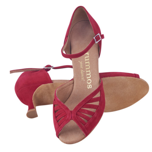 Rummos Donne Scarpe da Ballo Stella - Nubuck Rosso - 5 cm