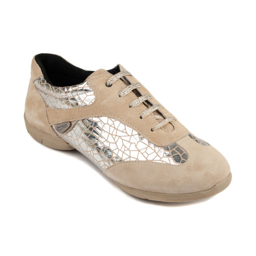 PortDance Dames Dance Sneakers PD08 - Zilver Craquele