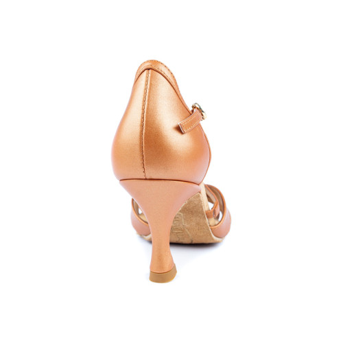 Portdance Femmes Latine Chaussures de Danse PD 002 - Couleur: Cuir Dark Tan - Talon: 6 cm Flare - Pointure: EUR 38