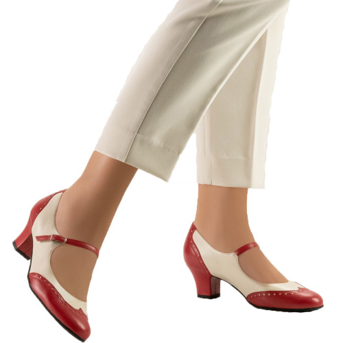 Werner Kern Dames Dansschoenen Emma - Leer Rood/Creme - 4,5 cm  - Grootte: UK 2,5