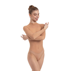 Intermezzo Ladies Ballet Body/Leotard with stand-up collar and sleeves long 3745 Bodytrans Ml - Light Brown (027) - Size: S