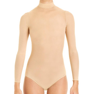 Intermezzo Ladies Ballet Body/Leotard with stand-up collar and sleeves long 3745 Bodytrans Ml - Beige (003) - Size: XL