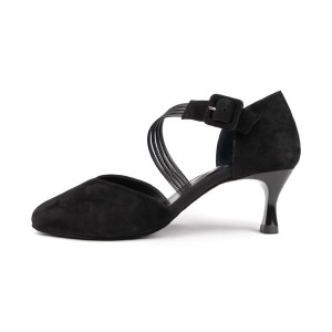 Portdance Mulheres Sapatos de dança PD126 - Nubuck Preto - 5 cm