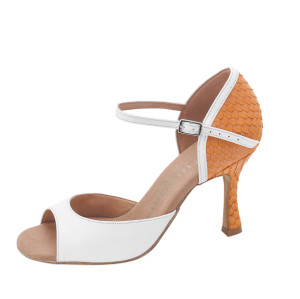 Rummos Women´s dance shoes Gabi - Leather White/Orange Scale - 7 cm